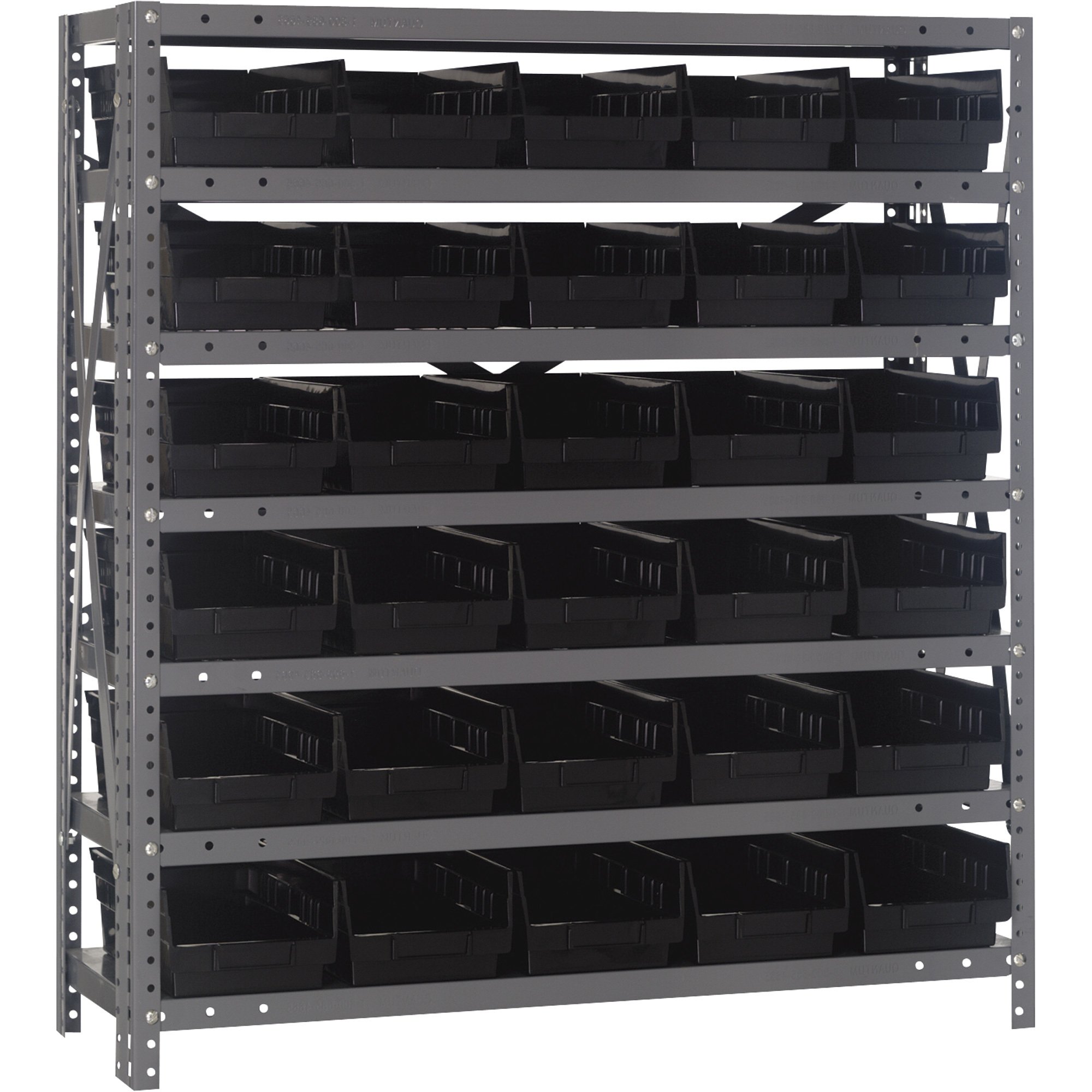 Quantum Storage Steel Shelving System with 30 Bins —  36in.W x 12in.D x 39in.H Rack Size